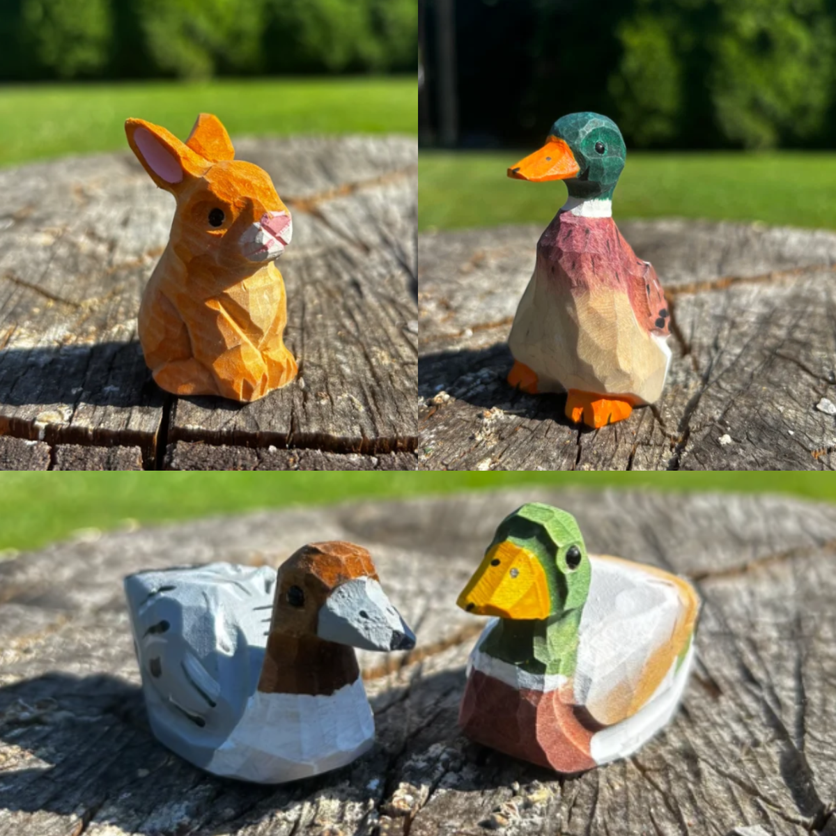 Zvířátka z přírody: Sedící kachna + Kachna + Zajíček (Výhodný set 3 ks)